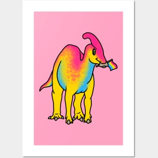 PANasaurolophus Prideosaur - Pride Month Pansexual Flag Dinosaur Posters and Art